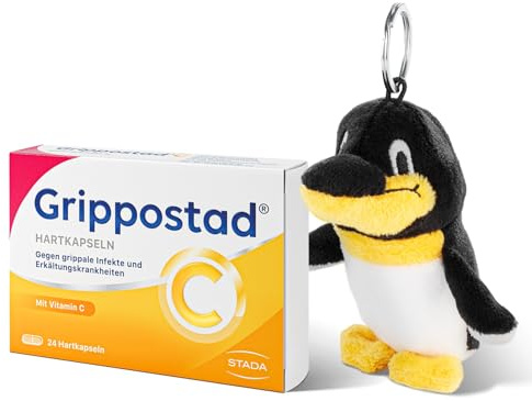 Grippostad C Hartkapseln + Pinguin Bundle, Vitamin C bei Erkältung, 24 St | 4 Wirkstoffe gegen Fieber & Schnupfen, hochdosiertes Vitamin C, Paracetamol, Chlorphenamin & Coffein, schnelle Wirkung
