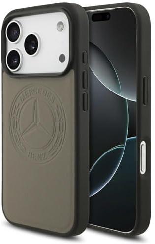 CG MOBILE Mercedes Étui de protection en cuir vintage compatible avec MagSafe pour iPhone 17 Pro (taupe)
