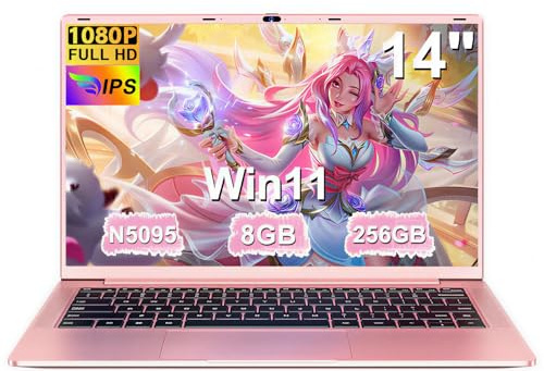 Pc Portatile 14 Pollici Win11 Notebook Celeron N5095 Upto 2,9 GHz Notebook 8GB RAM 256GB SSD TF 1TB LPDDR4 5G WiFi 1920*1080 FHD USB 3.0 Laptop QWERTY Tastiera Film Italiana - Dorato Corpo in Metallo