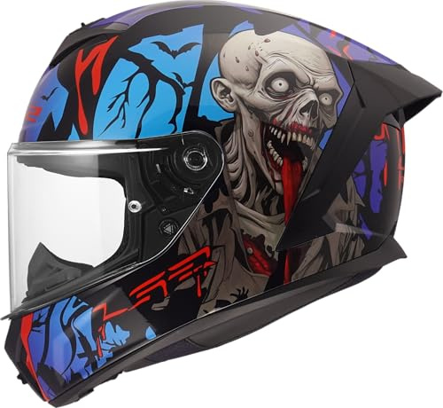 LS2, Integraler Motorradhelm RAPID III ZOMBIE II Black Red Blue, L