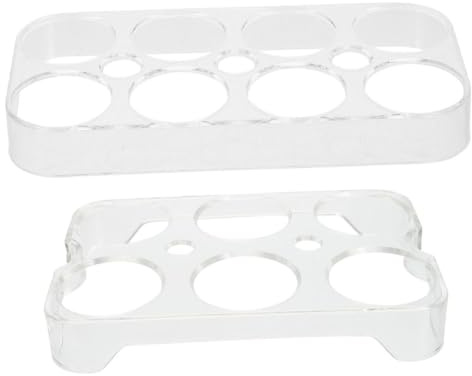 Kisangel Organizador para Huevos de Nevera 2 Piezas 8 6 Compartimentos Huevera de Plástico Transparente para Conservar Huevos Recipiente Apilable para Cocina y Refrigerador