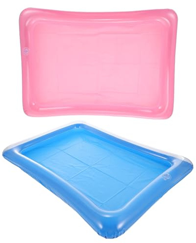 LIOOBO 2pcs Inflatable Floating Ice Tray Lightweight Pool Party Supply Drink Holder Cooler for Hot Tub Beach and Swimming Pool Activities