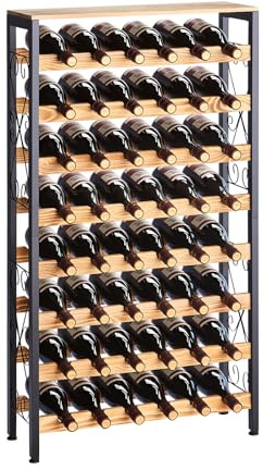 VEVOR Casier à Vin Autoportant Capacité 48 Bouteilles, Range Bouteilles à 8 Niveaux, Étagère à Vin Stable, avec Plateau en Bois et Pieds Réglables, Cuisine Garde-Manger Salle à Manger Cave Bar