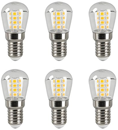Jiotouhu e14 led Kühlschranklampe, e14 LED-Glühbirne warmweiß 2700K, 3W entspricht 30W Halogenlampe, 300lm, nicht dimmbar, Edison-Schraublampen, geeignet für Kühlschränke, Möbelbeleuchtung, 6 Stück