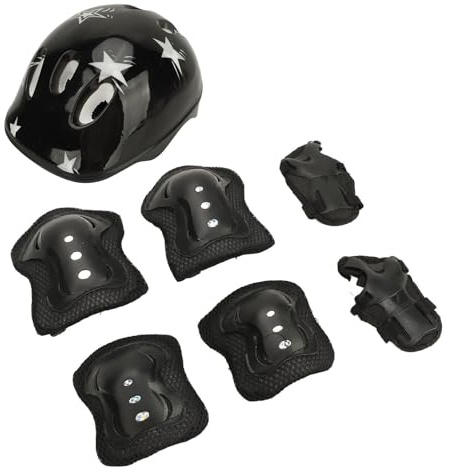 SUNGOOYUE Ensemble de Casque de Vélo pour Enfants, Genouillères Réglables, Coudières, Protège-Poignets, équipement de Protection Léger et Durable avec Doublure Respirante, pour Enfants