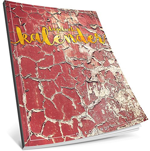 Dékokind® Tagebuch-Kalender: One Line A Day • Ca. A4-Format, Notizseiten & Zitate für jeden Monat • Buchkalender, Aufgabenplaner, Terminplaner • ArtNr. 47 Red Grunge Wall • Vintage Softcover