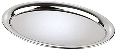 APS Vassoio di servizio Kaffeehaus, classico vassoio da caffè viennese, vassoio in acciaio inossidabile, altamente lucidato, ovale, bordo arrotolato, 20 x 14,5 cm, x 0,5 cm