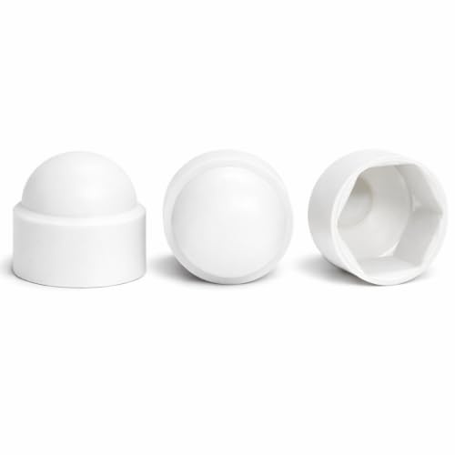 M6 (10mm Wrench) (Pack of 20) White Plastic Nut and Bolt Protective Hexagonal Coupling Dome Cover Caps AN283 - A07B/1 M6_20