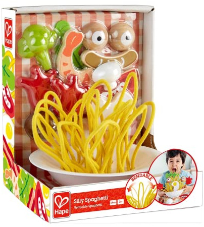 Hape Silly Spaghetti E3165 Spaghetti-Fidget-Spielzeug, buntes Spielzeug-Set für Kinder ab 3 Jahren, 13-teilig