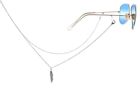 Yienate Bohemia Damen Brillenketten Anti-Rutsch Brillenkette Legierung Blätter Anhänger Brillen Zubehör Brillenhalter Brillenhalter - Sonnenbrillenhalter (Silber)