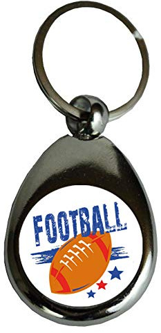 Schlüsselanhänger Football mit Einkaufswagen Chip, Rugby, Footbal Ei, Rugby Ei, Hobby | Geschenk Glücksbringer Geburtstaggeschenk Metall (Football)