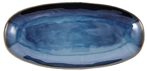 Cabilock Serving Platter Sushi Plate, Japanese Style Oval Sushi Plates, Ceramic Fish Serving Tray Food Platters for Home Restaurant Hotel Entertaining Party, L