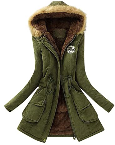 HHMY Giacca invernale da donna in pelliccia di orsacchiotto, parka invernale spessa, giacca funzionale e morbida foderata, giacca trapuntata, giacca da sci Teddy, verde, M