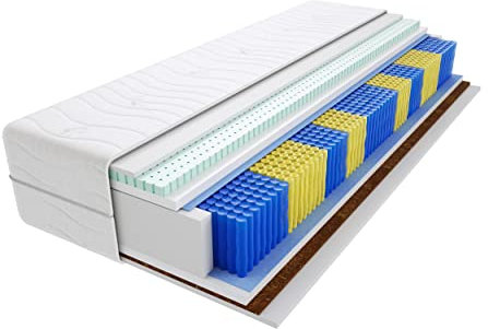 Godre Sila 9 Zonen Taschenfederkernmatratze Härtegrad H3 & H5 -Mittelhart/Sehr Hart mit Gestepptem Bezug Hypoallergen Doppelseitig Einsetzbar Schlafzimmer 20 cm Höhe 70x140 cm