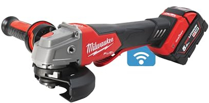 Milwaukee ONEKEY M18ONEFSAG125XPDB-502X - Amoladora angular de seguridad con batería (2 baterías y 1 cargador), Neutro