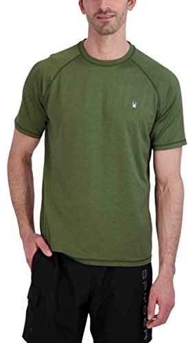 Spyder Men's Short Sleeve Rashguard – Quick-Dry Swim Shirt with Sun Protection, Performance Top, Cypress, XX-Large