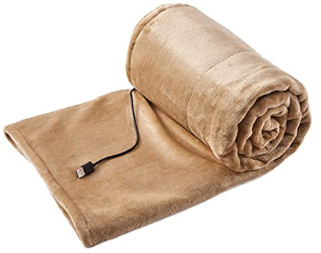 ISAKEN Heizdecke, 140 x 80cm Flanell Schnell-Heizung Heizdecke mit Abschaltautomatik, Elektrische Wärmedecke mit 3 Heizstufen, Elektrische Heizkissen für Home Office
