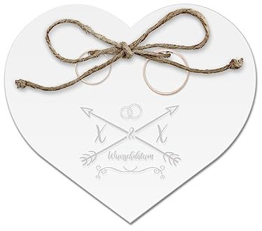 Acrylglas Ringkissen personalisiert zur Hochzeit Standesamt mit Lasergravur mit individuellen Namen und Datum klein und modern - Liebespfeil