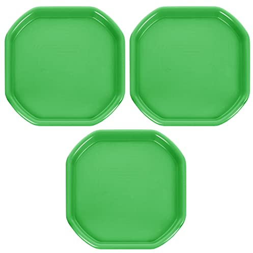 CHPL Childrens Fun Play Sand Pit Tray Plastic Small Mixing Tray 70cm x 70cm Assorted Tuff Tray Kids Messy Activities For Cement Mortar and Sand Plastering - (Set Of 3, Lime Green)