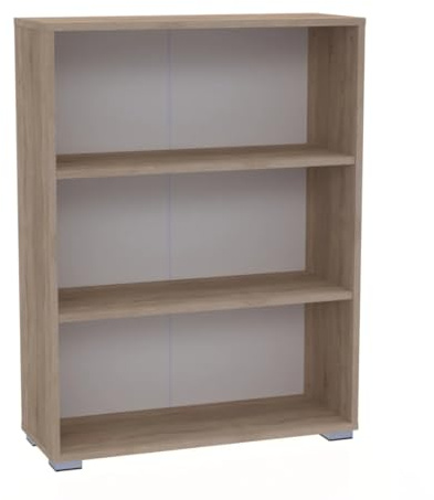 Bracia Mebelek Regal Sonoma Eiche 80 cm Breit - Bücherregal Holz – Büromöbel 80x30x106cm – Bücherschrank 3 Fächer – Büro Ordnerregal