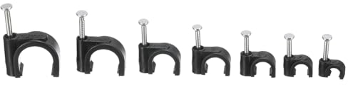 QUARKZMAN 600pcs Câble Agrafes avec Acier Clous 12mm/10mm/8mm/7mm/6mm/5mm/4mm Fil Agrafe avec Acier Clou pour Câble Support