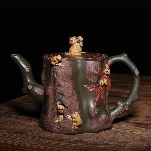 Tetera China, sección de mineral crudo hecha a mano, tetera de tocón de mono con viga de barro, juego de té antiguo de reflujo de la provincia de Taiwán.