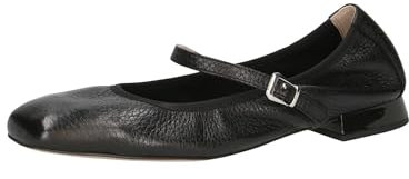 CAPRICE Damen Ballerinas aus Leder mit Riemen, Schwarz (Black Deer), 38 EU