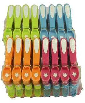 LAGUELLE - Lot de 48 Pinces à Linge Bimatière Extra Fortes – Coloris Assortis, 100% Recyclables, Fabriquées en France, Anti-UV & Protection Douce pour Le Linge - Fleur
