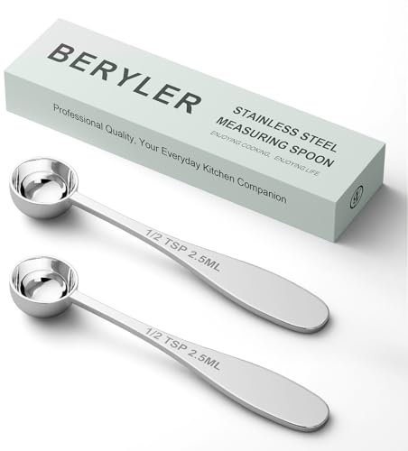2PCS 1/2TSP(2.5ML) Measuring Spoon, 18/8(304) Stainless Steel Tablespoon