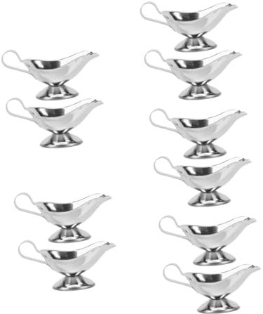 SHOWERORO 5sets Stainless Steel Milk Pitcher Sauce Jug Gravy Separator Jug for BBQ 2pcs*5