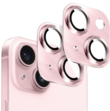 Kucheed 2PCS Camera Lens Protector for iPhone 13/iPhone 13 Mini, One-Piece Metal Aluminum with 3D Texture Designed Decoration, Anti-Scratch Full Protection Back Camera Cover