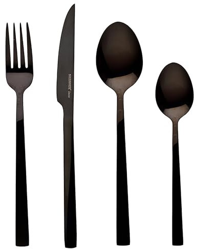 BERGNER SOFIA BG, Cubertería de acero inoxidable de 16 piezas, Incluye 4 cuchillos, 4 tenedores, 4 cucharas, 4 cucharillas, 4 cucharas planas, Plata