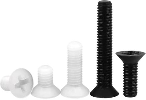 Cilky Metallschrauben 20/50 Stück M2 M2,5 M3 M4 M5 M6 M8 Nylon Schwarz Weiß Senkkopfschrauben Kunststoff Kreuz Flachkopf Maschinenschrauben Bolzen(White,M3x25 (50pcs))