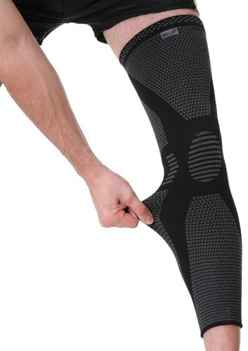 NEOtech Care - Fascia di supporto per gamba e ginocchio - Tessuto a maglia in fibra di bambù - Elastico e traspirante - Compressione media (Nero, Taglia M, 1 Pezzo)
