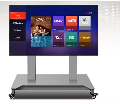 GUODDM Supporto TV Motorizzato - Carrello TV Mobile su Ruote - Supporto TV Mobile con Altezza Regolabile, Funzione di Memoria in Altezza A 4 Livelli, per Schermo da 52-100 Pollici