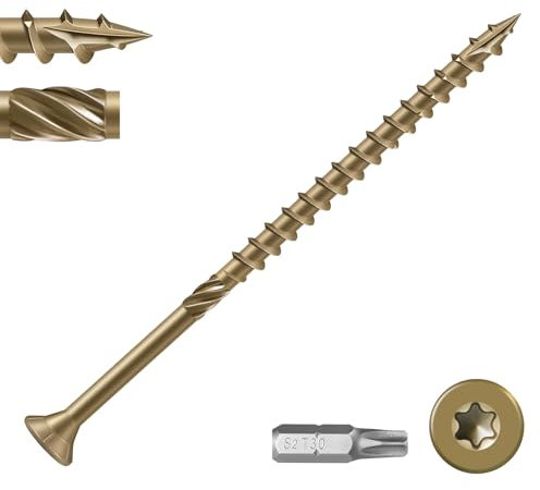 VGBUY Deck Screws,#14 x 3 Inch Heavy-Duty Exterior Long Wood Screws Assorted for Timber/Log/Landscaping Epoxy Coated,Star Drive,Bronze(1Ibs,39Pcs)