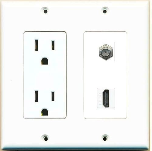 RiteAV [ 2 gang ] 15 Amp Duplex presa di alimentazione HDMI cavo coassiale accoppiatore piastra da parete