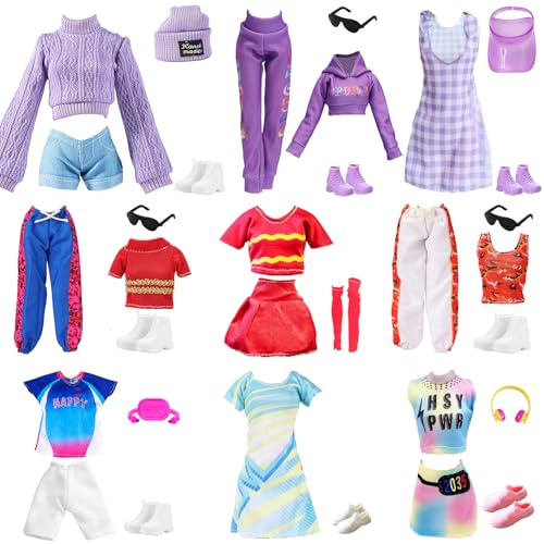 Set di 26 pezzi per bambole sport, abbigliamento casual, 5 scarpe, 6 accessori stile casuale per bambole da 11,5 pollici