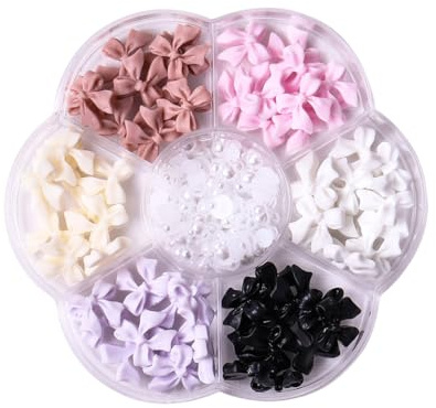 KEQAR 1 boîte Kits De Décoration D'ongles, Lot de strass en forme de nœud papillon 3D pour ongles, Bow Nail Charm, Accessoires Colorés - DIY - Pierres, charms ongles, nail art, decoration (Coloré)
