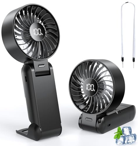 Ventilateur portable rechargeable par USB avec 100 vitesses, batterie 3800 mAh, ventilateur à piles pliable avec écran LED pour la maison, le bureau, la chambre à coucher, les voyages