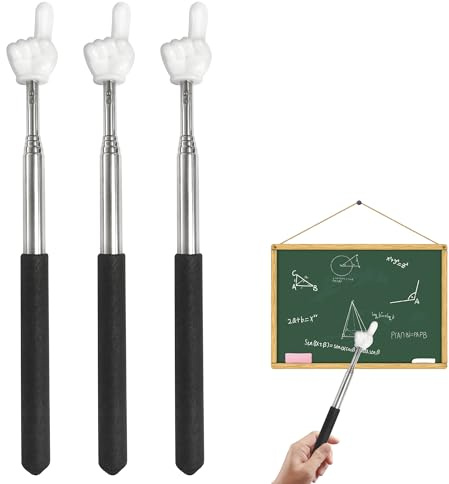 Zeigestab Ausziehbar 3er Set – Teleskop Zeigestab Finger Pointer für Präsentationen, Mini Hände Lehrerpointer, Zeigefinger Stab, Edelstahl Pointer für Klassenzimmer & Vorträge – Schwarz