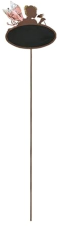 Folpus Metallpfahl für Feengärten, Gartendekoration, Landschaftsdekoration, Engel mit Flügeln, Außendekoration für Blumentopf, Rasen, mit Rosa Flügel