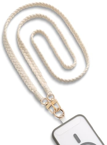 MORSUNBELA Handykette zum Umhängen, Handyband zum Umhängen Handy Umhängeband, Crossbody Strap Schlüsselband, für Handys Schlüssel Ausweishalter - Weiß