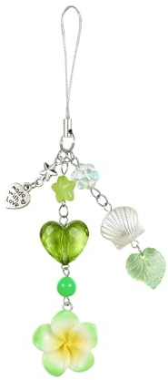 BEEFLYING Pendentif Fleur d'hibiscus pour Téléphone Portable Exquis Pendentif Y2K pour Téléphone Charmes Vert en Forme de Cœur pour Étuis Sacs Porte-clés Bijoux de Plage