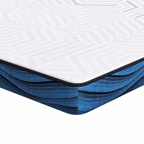 vidaXL Coprimaterasso 200 x cm Bianco e Blu in Schiuma di Memoria con Tecnologia Gel Refrigerante, Poliestere e Spandex Opaco, Solo per Uso Interno, Design Minimalista, Lavabile in Lavatrice, Accesso