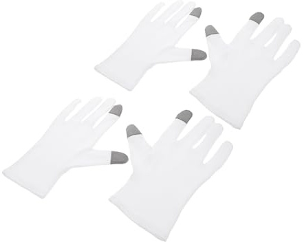 FRCOLOR Guanti da Notte per Idratazione Mani Secche 2 Paia in Cotone Funzione Touch Screen Morbidi e Traspiranti per Dormire Comodamente