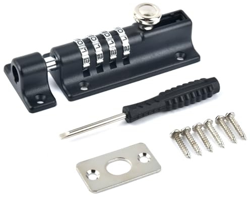 Combination Bolt Lock, Combination Locking Bolt 120mm Combi-Bolt 4 Digit Sliding Lockable Padbolt Heavy Duty Door Lock Code Garden Gate Locks for Wooden Gates Door Latch Lock for Home Gate Shed Garage
