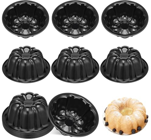 IANFAN 16 Pcs 4 Inch Mini Cake Pans for Baking, Nonstick Fluted Cake Pan Carbon Steel Reusable Oven Cake Mold with Flower Shape for Pumpkin Cake Brownie Cupcake