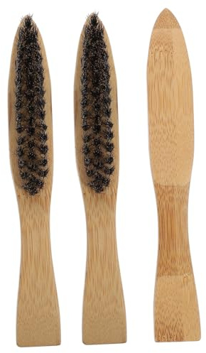 Anneome 3 Stück Herren Bartbürste mit Langem Griff Wildschweinborsten Sanfte Bartpflege zur Schuppenentfernung und Massage für Schnelle Trockenzeit und Glattes Styling