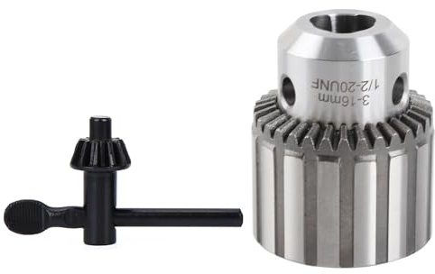 Tissting Portabrocas tipo llave, 1/8- 5/8 3-16 mm de capacidad Portabrocas de acero inoxidable Montaje 1/2-20 UNF con llave para taladro eléctrico Taladro de banco